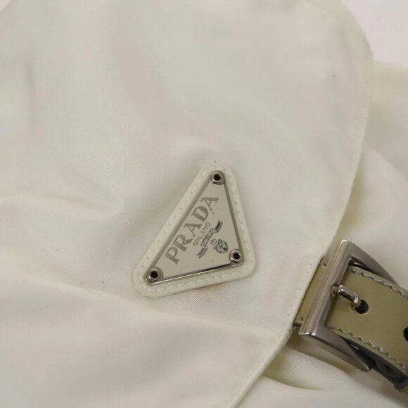 PRADA Backpack Nylon White Silver Auth 134573